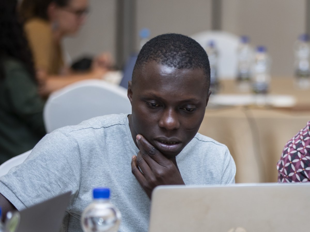 Mahamadi attends the PAMCA-MalariaGEN hackathon. Credit: PAMCA/2023